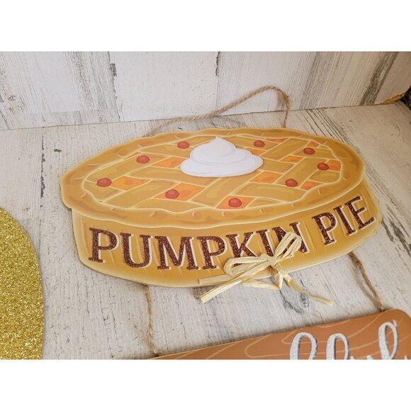 Thanksgiving pumpkin pie glitter home decor set hanging - Picture 6 of 8